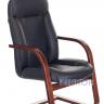 офисное Бюрократ T-9923WALNUT-AV/BL на полозьях низкая спинка черный обивка кожа каркас металл