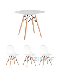 Eames D90, 3 стула Eames DSW белые