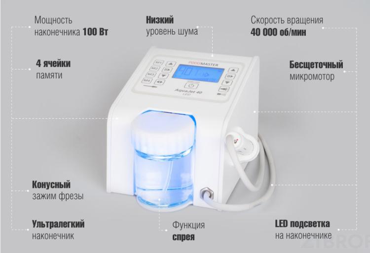 Педикюрный аппарат Podomaster AquaJet 40 LED со спреем и подсветкой