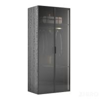 140SA-133BL-ST Шкаф двухдверный с выдвижными ящиками цвет черный, дверцы стеклянные