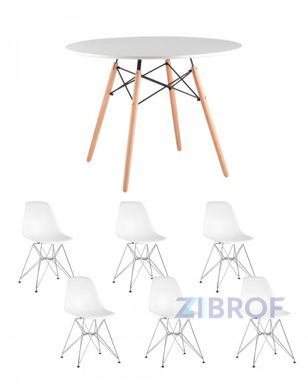 Eames диаметр 100 см, 6 стульев Eames DSR