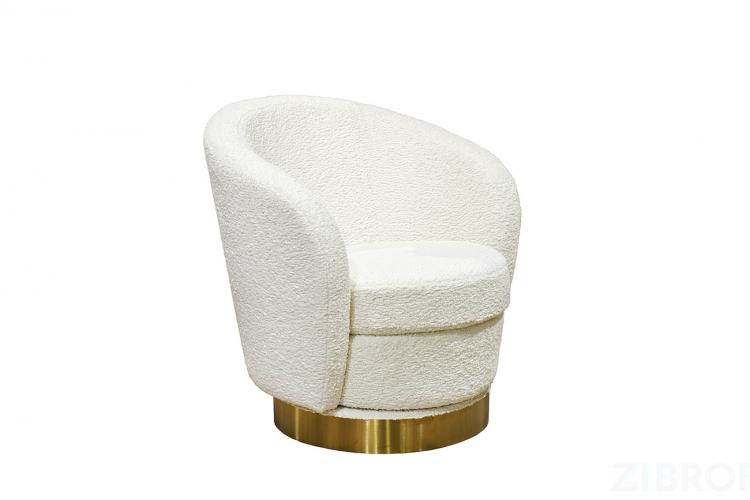 Кресло Napoli вращающееся, иск.мех кремовое Sheepskin 76*76*76см