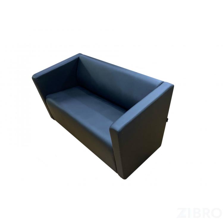 Диван офисный Итон двойной, искусственная кожа, цвет черный Ecotex 3001